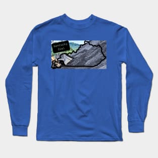 Outline of Kentucky with Coal and Heavy Equipment Long Sleeve T-Shirt